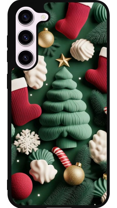 Coque Samsung Galaxy S23+ - Silicone rigide noir Christmas 25 Christmas textiles