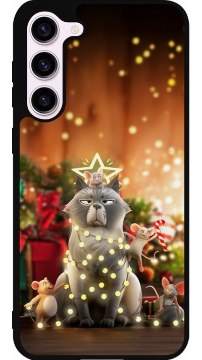 Coque Samsung Galaxy S23+ - Silicone rigide noir Christmas 25 Xmas Cat