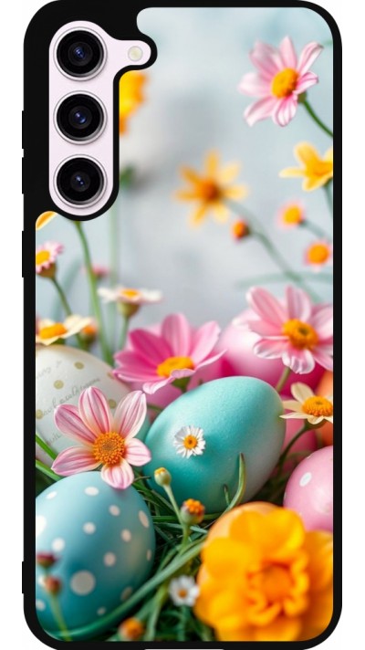 Coque Samsung Galaxy S23+ - Silicone rigide noir Easter 2026 Eggs with flowers