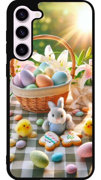Coque Samsung Galaxy S23+ - Silicone rigide noir Easter 2025 Panier Pâques