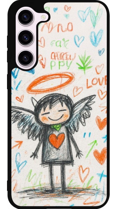 Coque Samsung Galaxy S23+ - Silicone rigide noir Little Angel Sketch Love