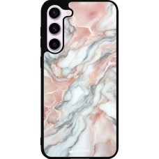Coque Samsung Galaxy S23+ - Silicone rigide noir Marbre Rose Lumineux