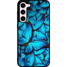Coque Samsung Galaxy S23+ - Silicone rigide noir Papillon bleu