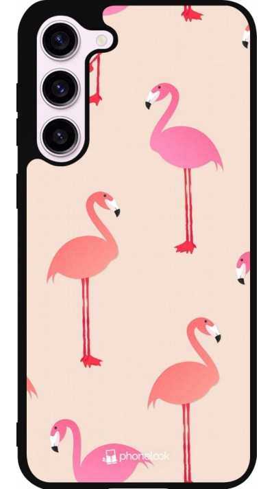 Coque Samsung Galaxy S23+ - Silicone rigide noir Pink Flamingos Pattern