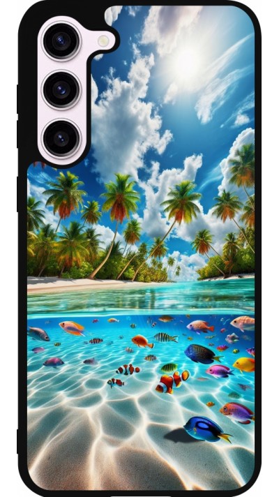 Coque Samsung Galaxy S23+ - Silicone rigide noir Plage Paradis