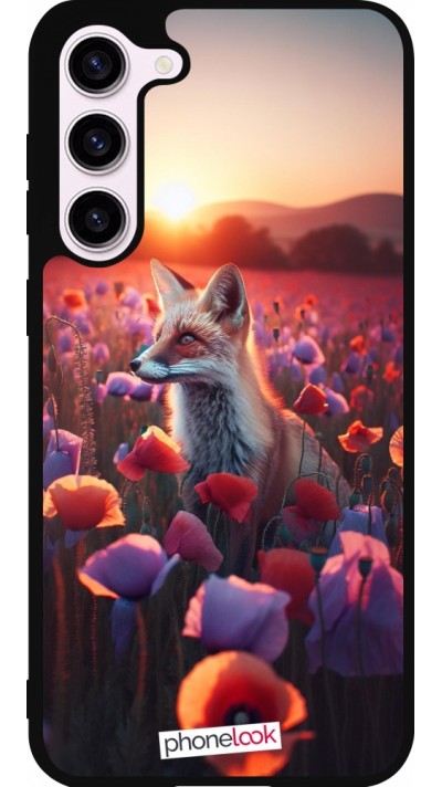 Coque Samsung Galaxy S23+ - Silicone rigide noir Renard pourpre au crépuscule