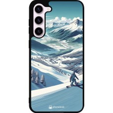 Coque Samsung Galaxy S23+ - Silicone rigide noir Snowboarder Montagne