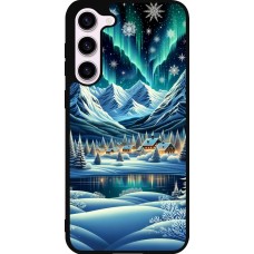 Coque Samsung Galaxy S23+ - Silicone rigide noir Snowy Mountain Village Lake night
