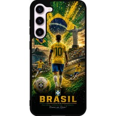Coque Samsung Galaxy S23+ - Silicone rigide noir Football Brésil splash 2026