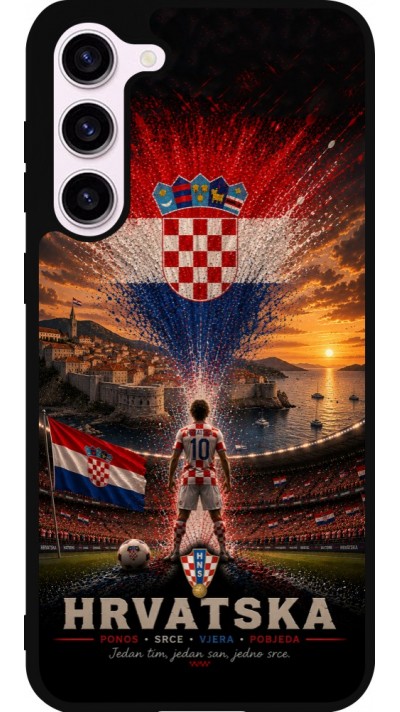 Coque Samsung Galaxy S23+ - Silicone rigide noir Football Croatie splash 2026