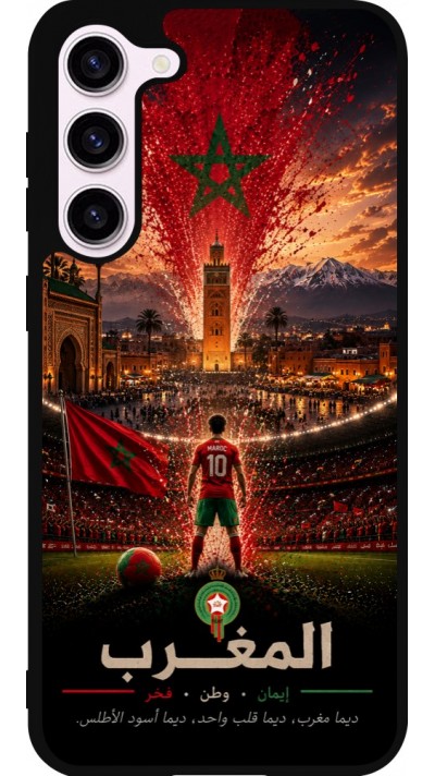 Coque Samsung Galaxy S23+ - Silicone rigide noir Football Maroc splash 2026