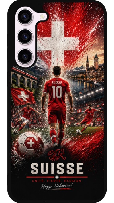 Coque Samsung Galaxy S23+ - Silicone rigide noir Football Suisse splash 2026