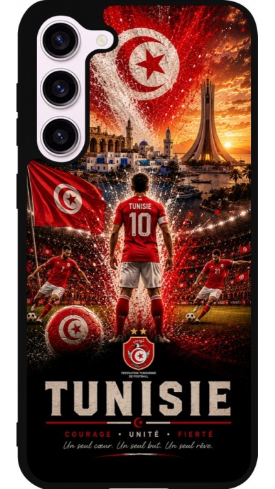 Coque Samsung Galaxy S23+ - Silicone rigide noir Football Tunisie splash 2026