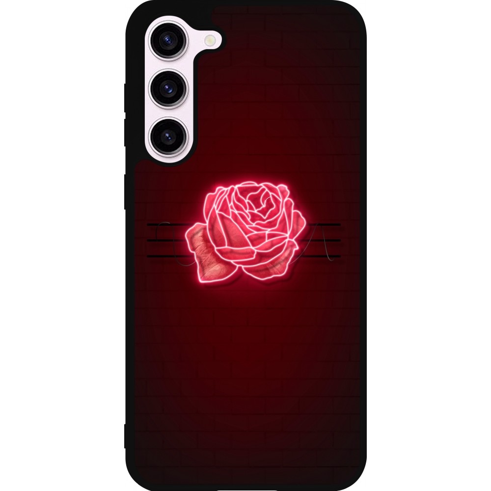 Coque Samsung Galaxy S23+ - Silicone rigide noir Spring 23 neon rose