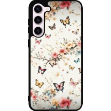 Coque Samsung Galaxy S23+ - Silicone rigide noir Spring 25 Papillons Légers