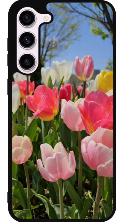 Coque Samsung Galaxy S23+ - Silicone rigide noir Tulips 2026