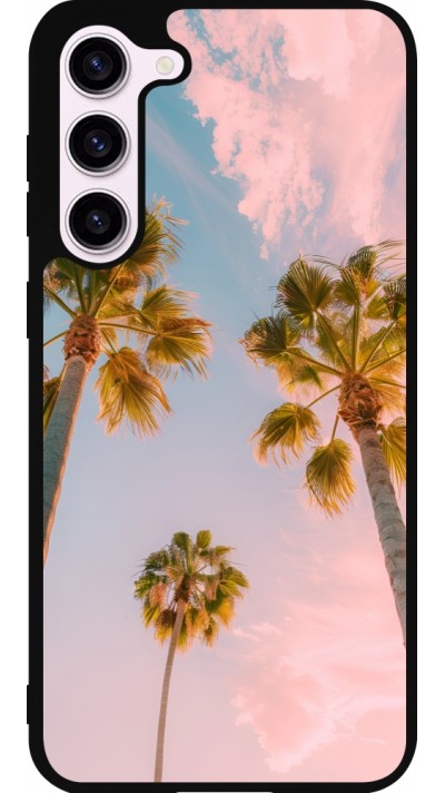 Coque Samsung Galaxy S23+ - Silicone rigide noir Summer 2025 Palmiers