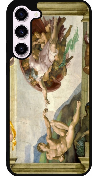 Coque Samsung Galaxy S23+ - Silicone rigide noir Tableau art - La Création d’Adam - Michel-Ange