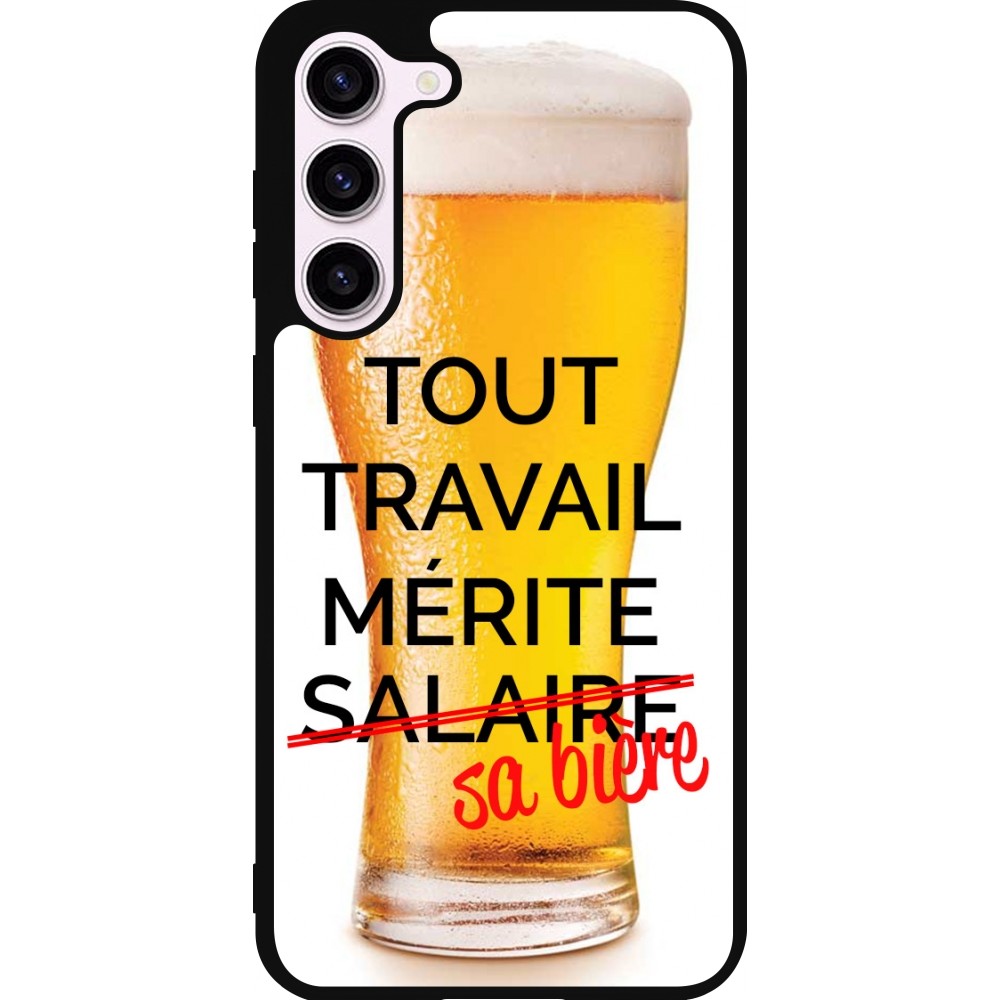 Coque Samsung Galaxy S23+ - Silicone rigide noir Tout travail mérite sa bière