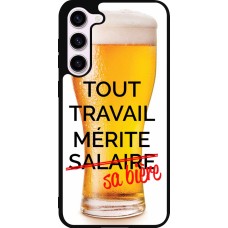 Coque Samsung Galaxy S23+ - Silicone rigide noir Tout travail mérite sa bière