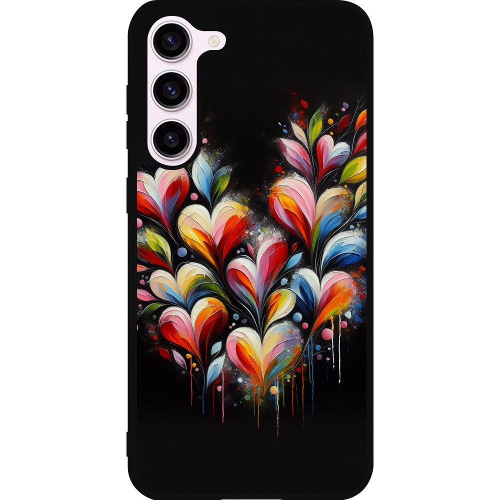 Samsung Galaxy S23+ Case Hülle - Silikon schwarz Valentin 2024 Schwarzes Herz Abstrakt