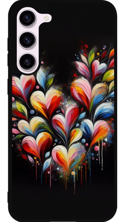 Coque Samsung Galaxy S23+ - Silicone rigide noir Valentine 2024 Coeur Noir Abstrait