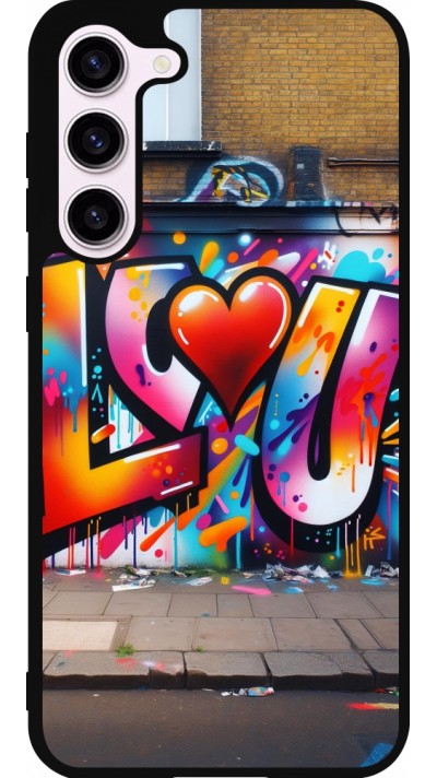 Coque Samsung Galaxy S23+ - Silicone rigide noir Valentine 2025 Love U Tag