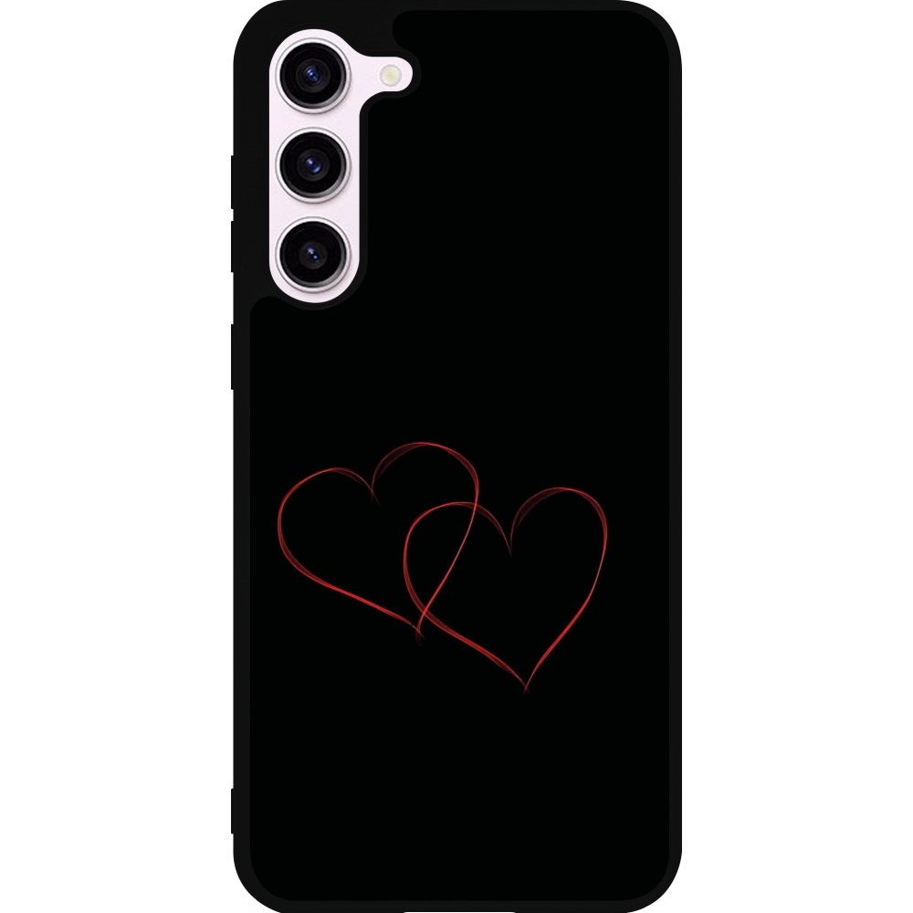 Coque Samsung Galaxy S23+ - Silicone rigide noir Valentine 2023 attached heart