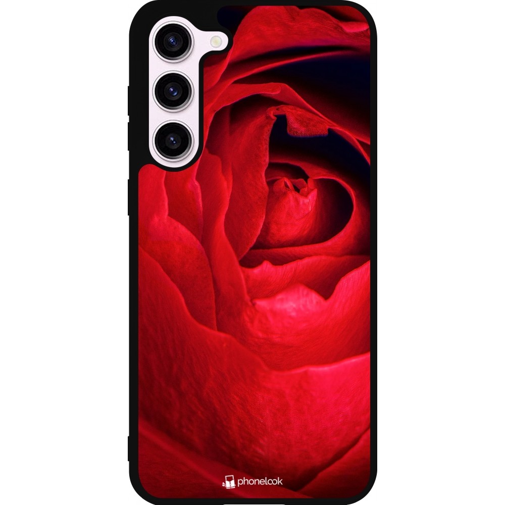 Coque Samsung Galaxy S23+ - Silicone rigide noir Valentine 2022 Rose