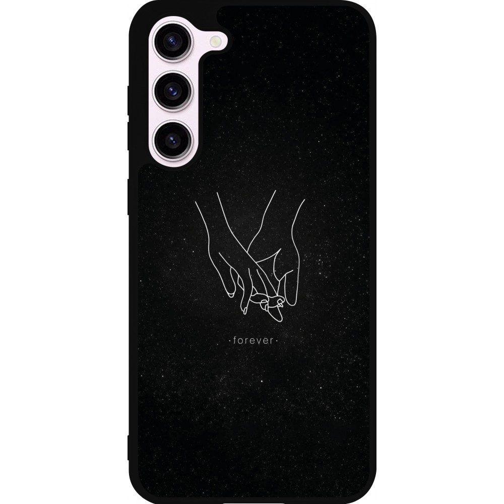 Coque Samsung Galaxy S23+ - Silicone rigide noir Valentine 2023 hands forever