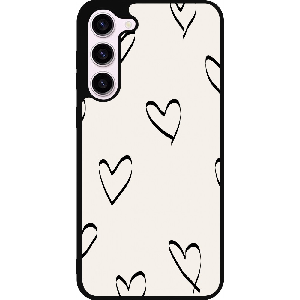 Coque Samsung Galaxy S23+ - Silicone rigide noir Valentine 2023 minimalist hearts