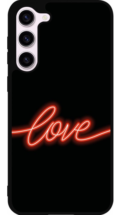 Coque Samsung Galaxy S23+ - Silicone rigide noir Valentine 2023 neon love
