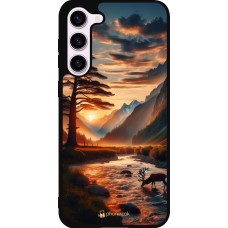 Samsung Galaxy S23+ Case Hülle - Silikon schwarz Tal Sonnenuntergang Hirsch Baum