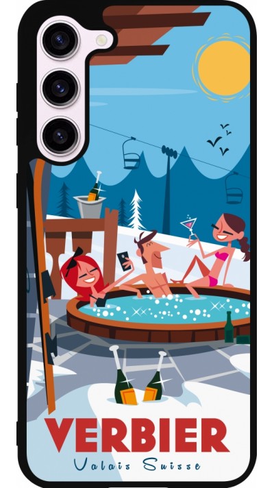 Coque Samsung Galaxy S23+ - Silicone rigide noir Verbier Mountain Jacuzzi