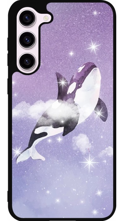 Coque Samsung Galaxy S23+ - Silicone rigide noir Whale in sparking stars