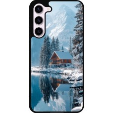 Coque Samsung Galaxy S23+ - Silicone rigide noir Winter 25 Winter house forest day