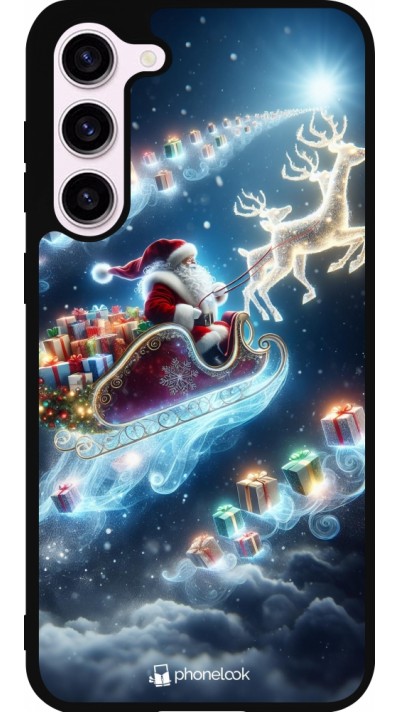 Coque Samsung Galaxy S23+ - Silicone rigide noir Noël 2023 Père Noël enchanté Coque Samsung Galaxy S23+ - Silicone rigide noir Noël 2023 Père Noël enchanté