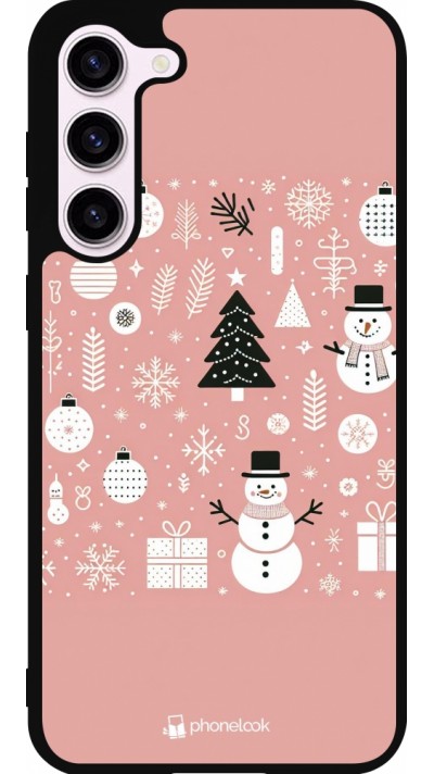 Coque Samsung Galaxy S23+ - Silicone rigide noir Noël 2024 Rose Snowman Christmas Coque Samsung Galaxy S23+ - Silicone rigide noir Noël 2024 Rose Snowman Christmas