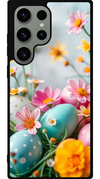 Coque Samsung Galaxy S23 Ultra - Silicone rigide noir Easter 2026 Eggs with flowers