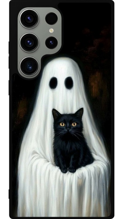 Coque Samsung Galaxy S23 Ultra - Silicone rigide noir Halloween 2025 Ghost with black cat