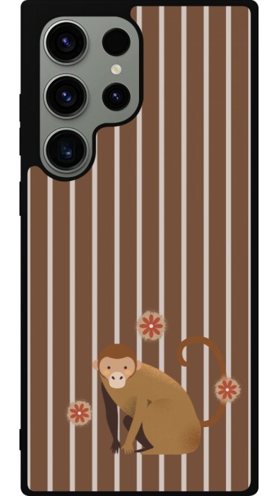 Samsung Galaxy S23 Ultra Case Hülle - Silikon schwarz Monkey with stripes