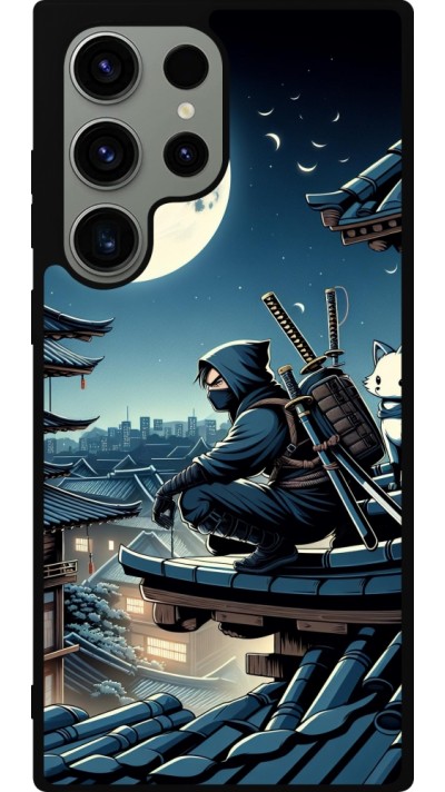 Coque Samsung Galaxy S23 Ultra - Silicone rigide noir Ninja sous la lune