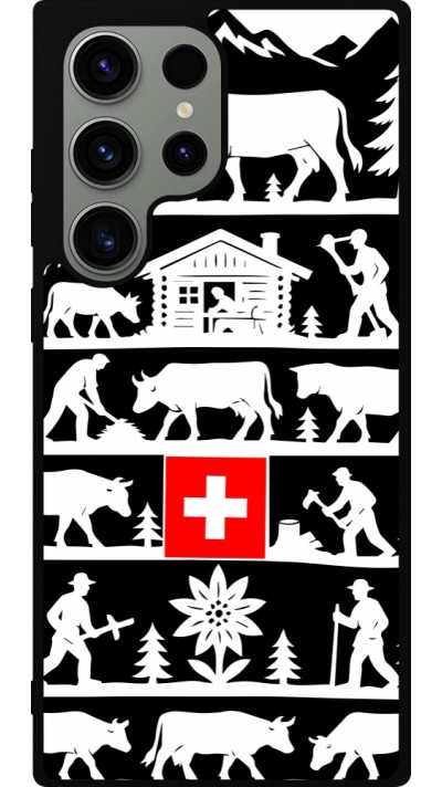 Coque Samsung Galaxy S23 Ultra - Silicone rigide noir Poya Suisse 1 noir
