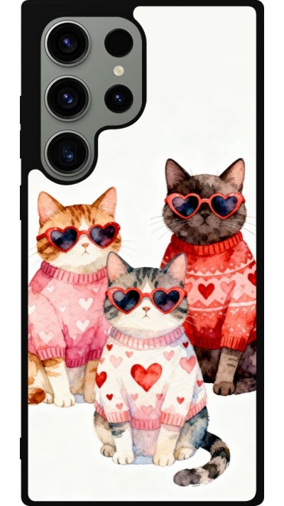 Coque Samsung Galaxy S23 Ultra - Silicone rigide noir Saint Valentines Day 26 Cat Love