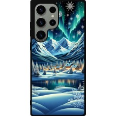 Coque Samsung Galaxy S23 Ultra - Silicone rigide noir Snowy Mountain Village Lake night
