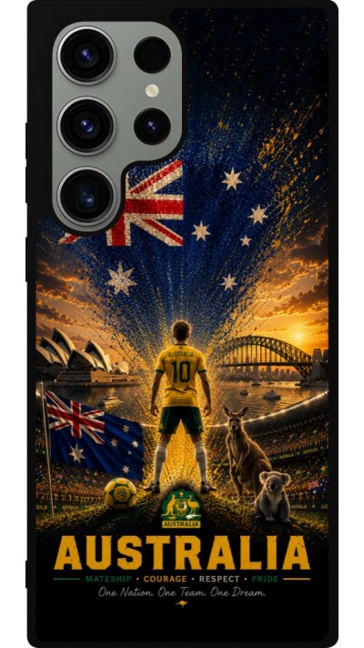 Coque Samsung Galaxy S23 Ultra - Silicone rigide noir Football Australie splash 2026