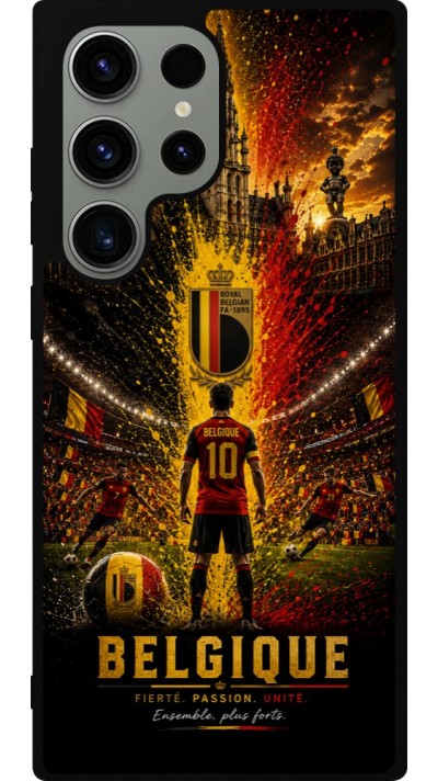 Coque Samsung Galaxy S23 Ultra - Silicone rigide noir Football Belgique splash 2026