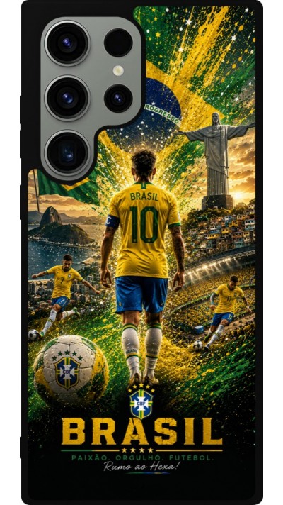 Coque Samsung Galaxy S23 Ultra - Silicone rigide noir Football Brésil splash 2026