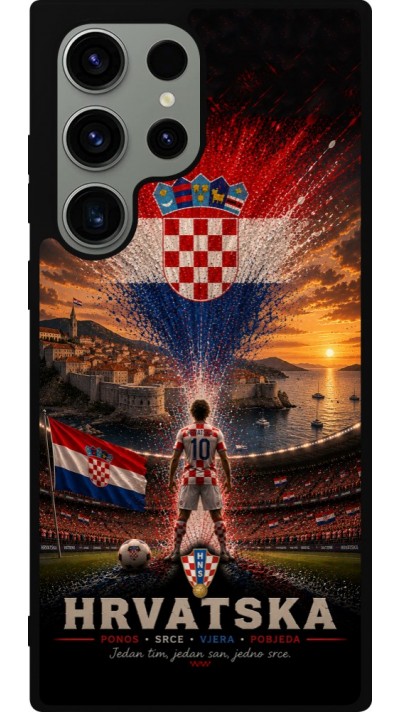 Coque Samsung Galaxy S23 Ultra - Silicone rigide noir Football Croatie splash 2026