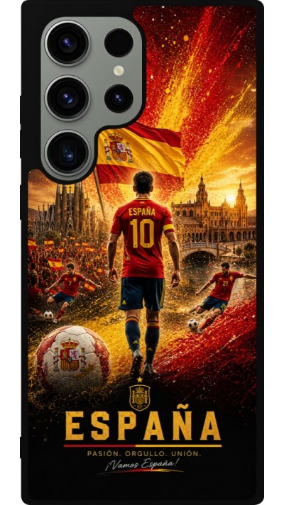 Coque Samsung Galaxy S23 Ultra - Silicone rigide noir Football Espagne splash 2026